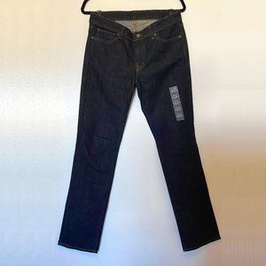 New Uniqlo 29x32 Skinny Fit Straight Middle Rise Stretchy Indigo Blue Jeans
